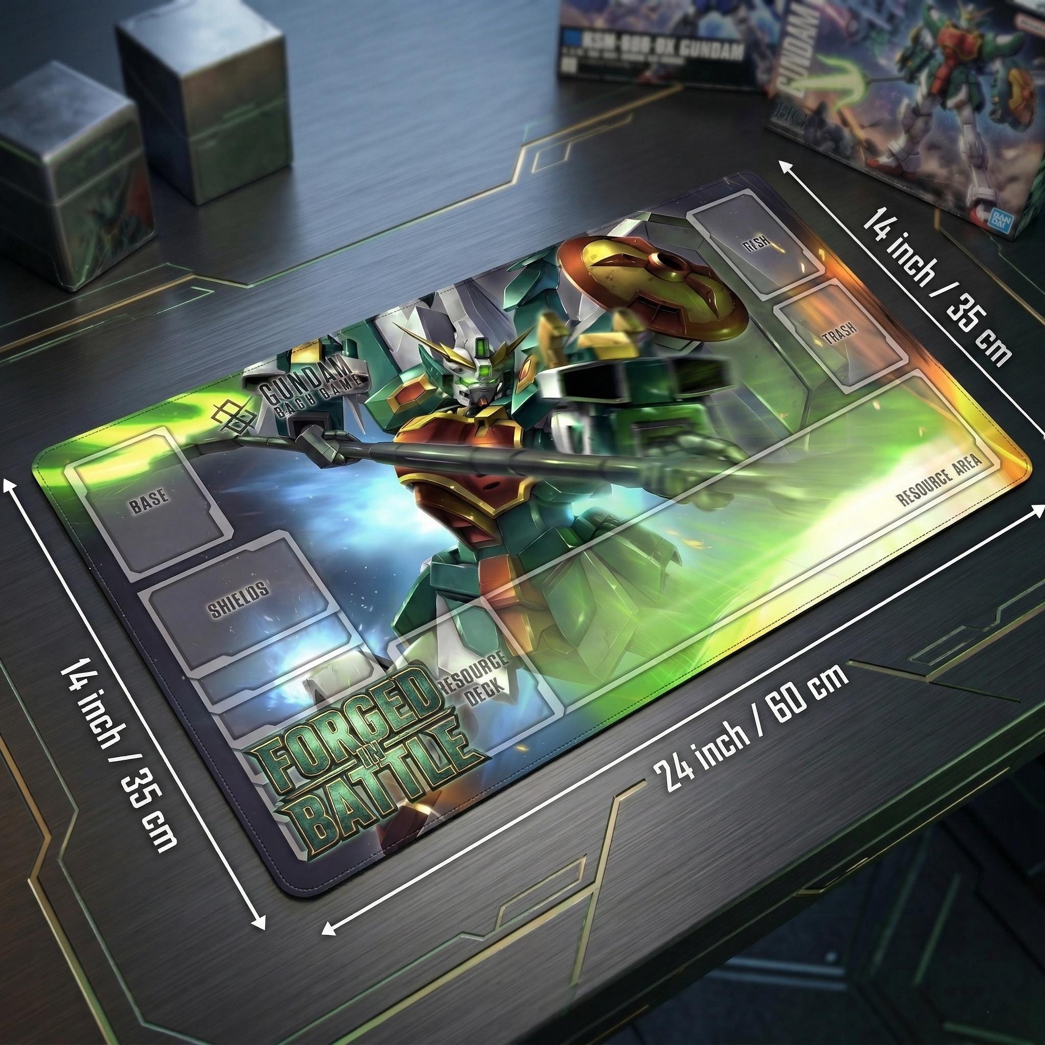 Gundam TCG Playmat | Gundam Card Game Desk Mat | Anime Gaming Accessory | 24x14 TCG Mat with Zones | Gift for Gundam Fans