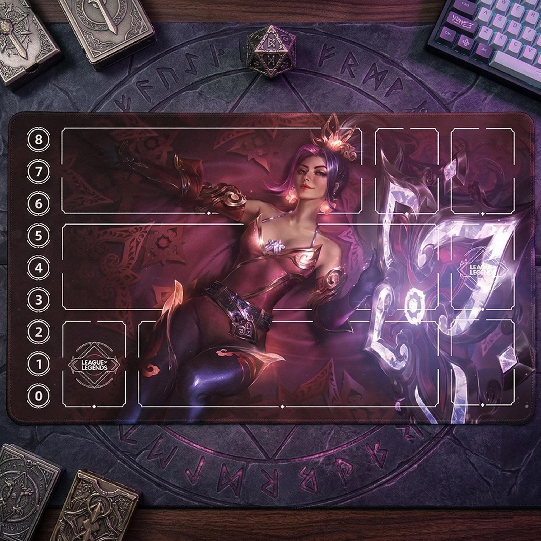 Seraphine Graceful Phoenix Riftbound LOL Playmat - League of Legends Trading Card Game - 24" x 14" inches Stitched Edges