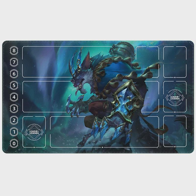 Warwick Riftbound LOL Playmat - League of Legends Inspired Trading Card Game - 24" x 14" inches (600 x 350 x 2 mm) Stitched Edges