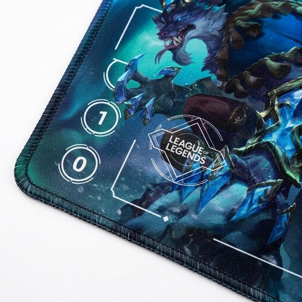 Warwick Riftbound LOL Playmat - League of Legends Inspired Trading Card Game - 24" x 14" inches (600 x 350 x 2 mm) Stitched Edges
