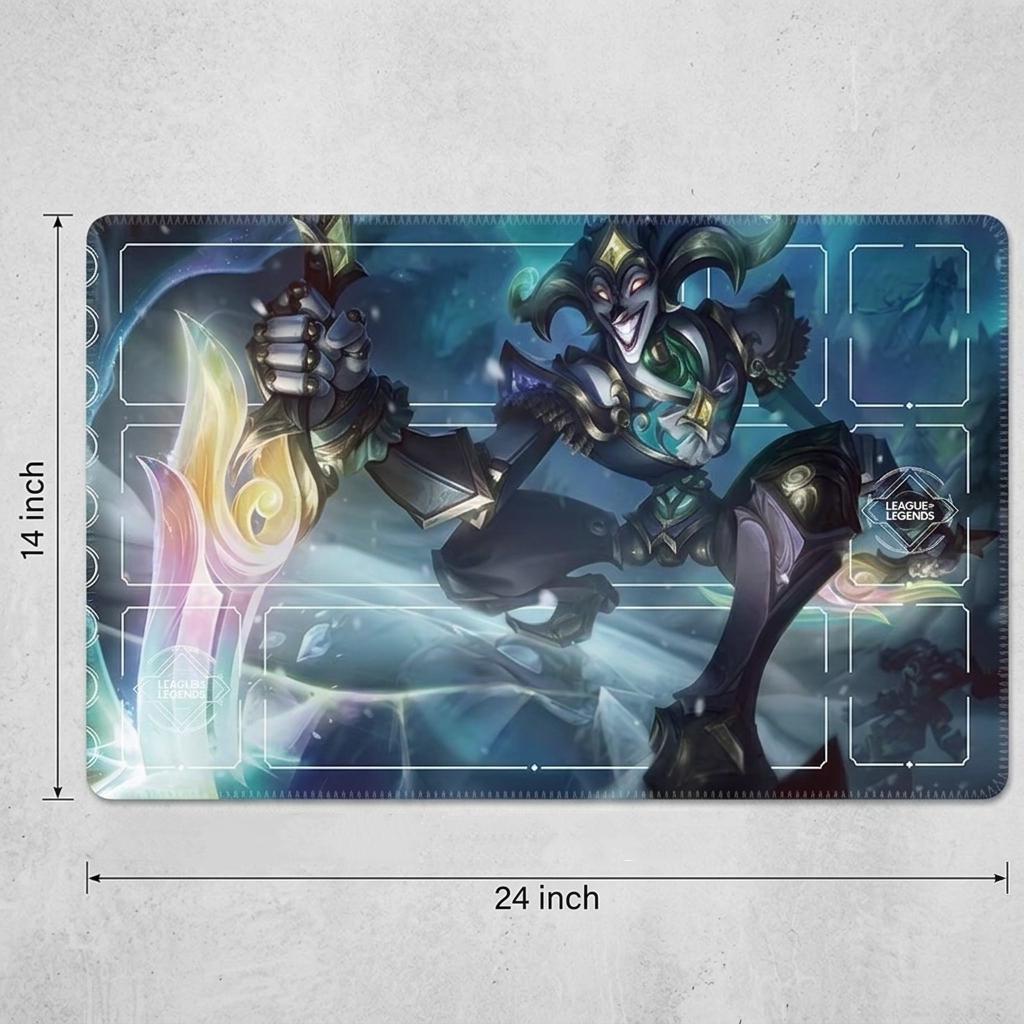 Shaco Winterblessed Riftbound LOL Playmat - League of Legends Inspired Trading Card Game - 24" x 14" inches Stitched Edges