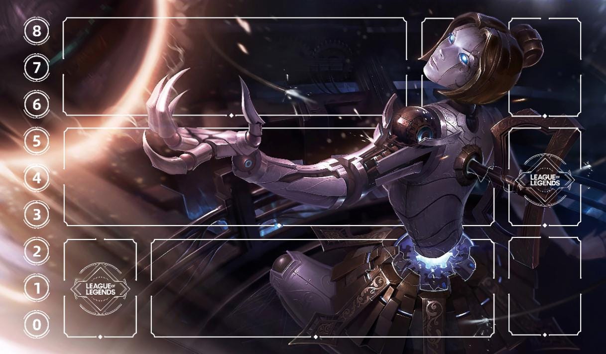 Orianna League of Legends Riftbound Playmat | Trading Card Game Pad | LOL Desk Mat | 24" x 14" inches Stitched Edges