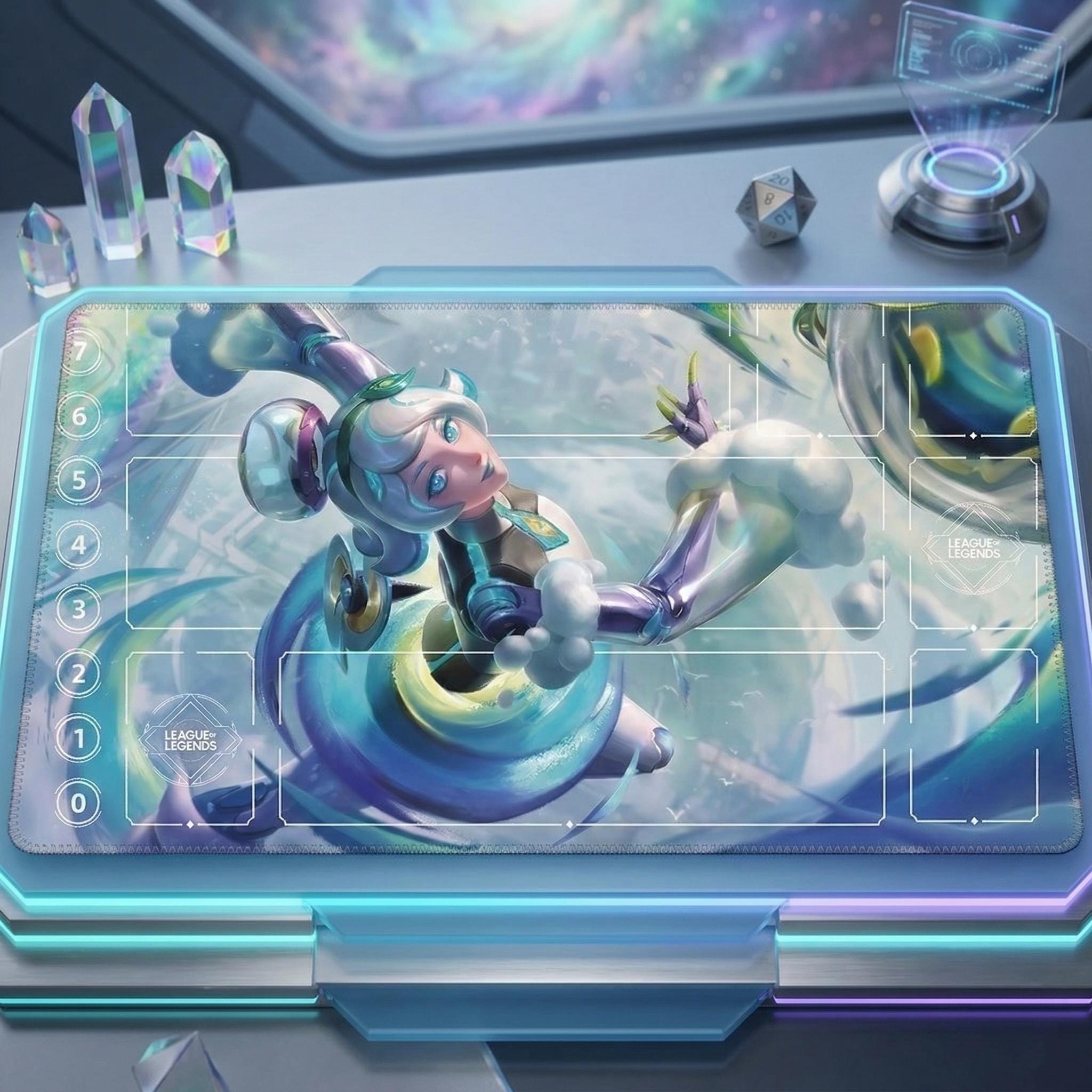 Orianna Space Groove League of Legends Riftbound Playmat | Trading Card Game Pad | LOL Desk Mat | 24" x 14" inches Stitched Edges