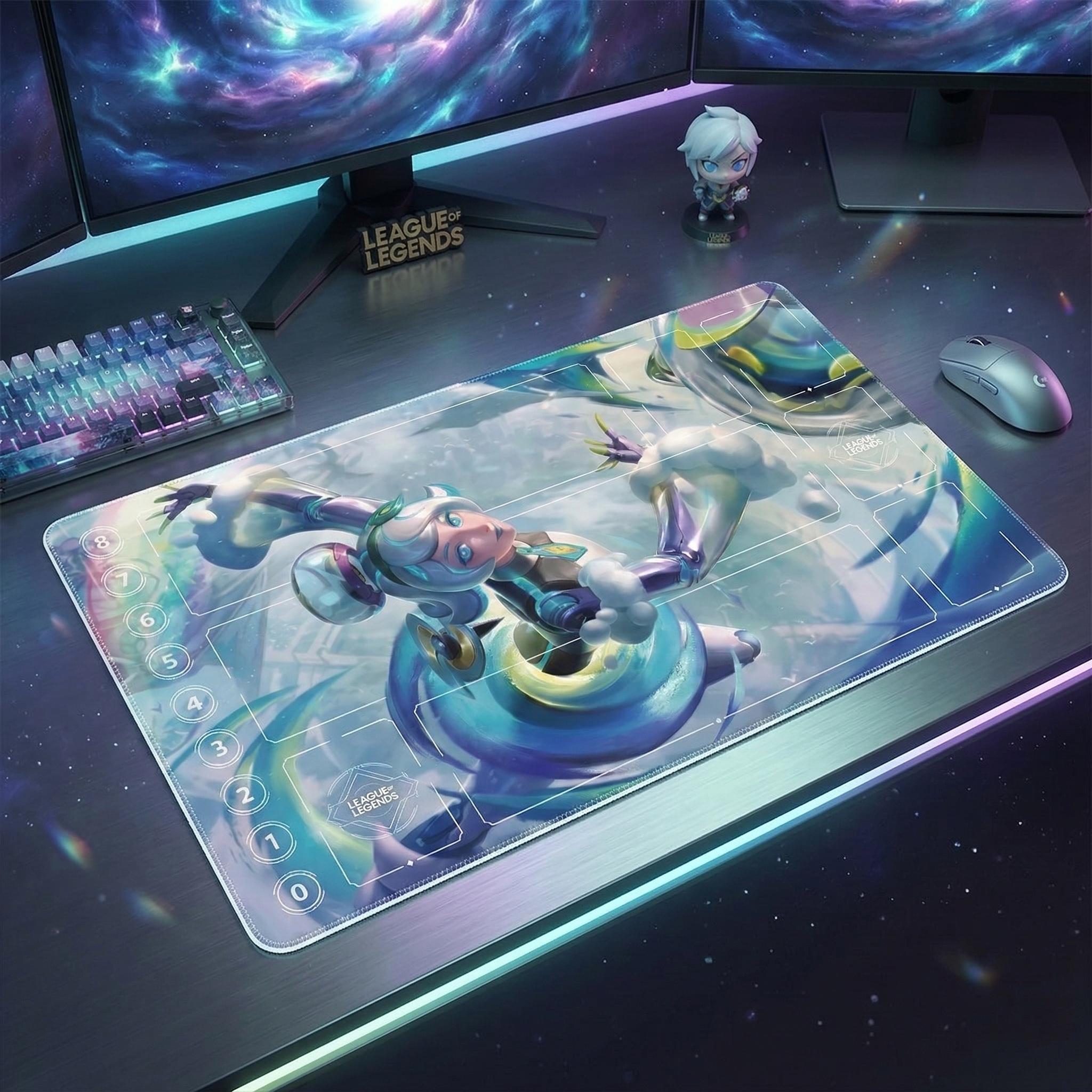 Orianna Space Groove League of Legends Riftbound Playmat | Trading Card Game Pad | LOL Desk Mat | 24" x 14" inches Stitched Edges