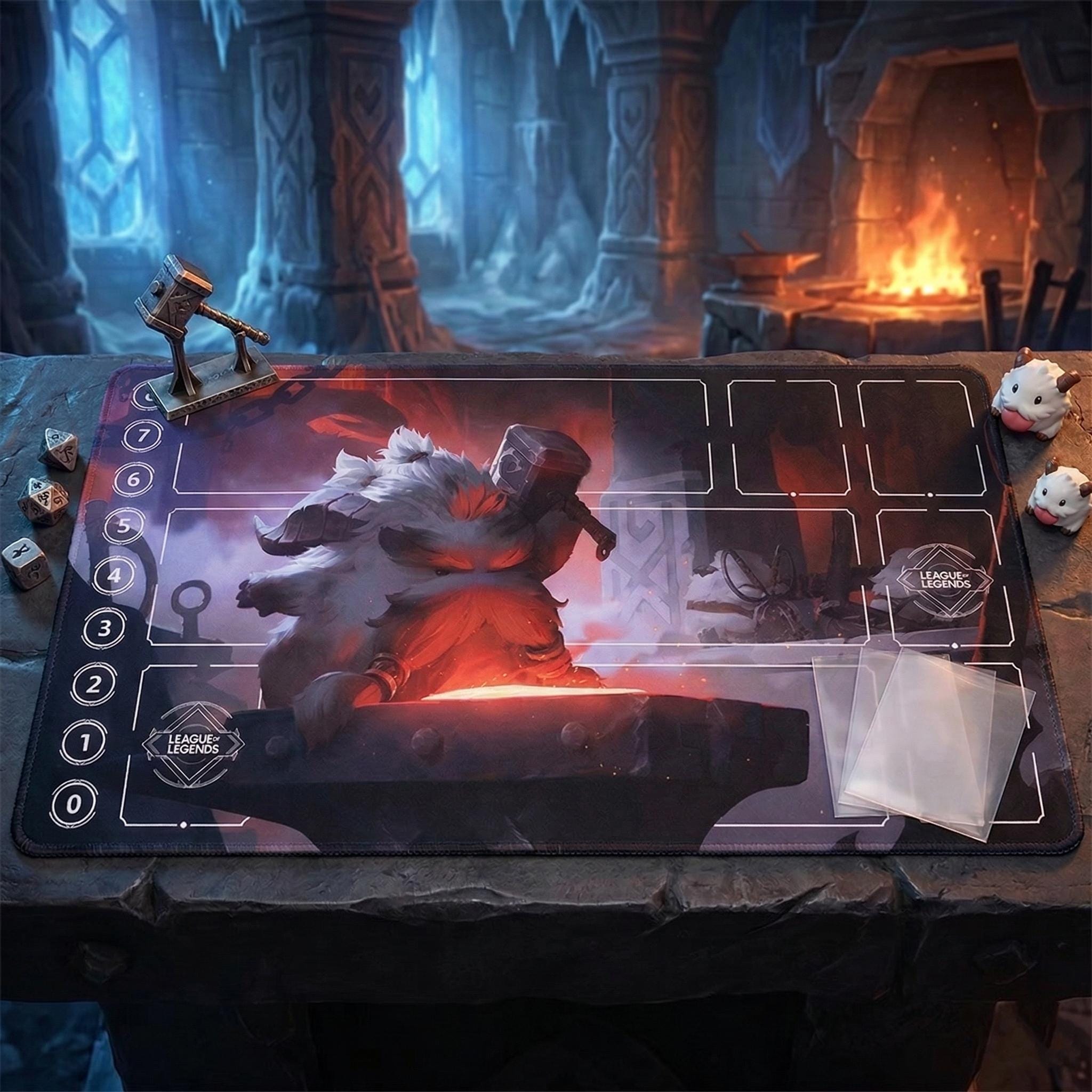 Ornn Poro League of Legends Riftbound Playmat | Trading Card Game Pad | LOL Desk Mat | 24" x 14" inches Stitched Edges