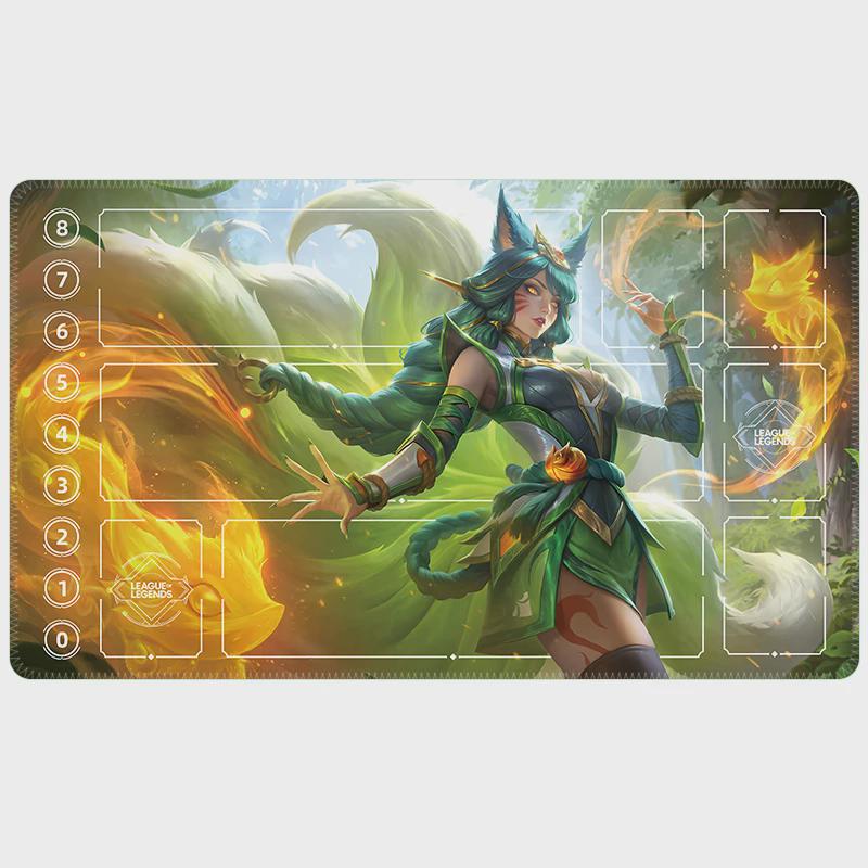 Ahri Laiguo Skin League of Legends Riftbound Playmat | Trading Card Game Pad | LOL Desk Mat | 24" x 14" inches Stitched Edges