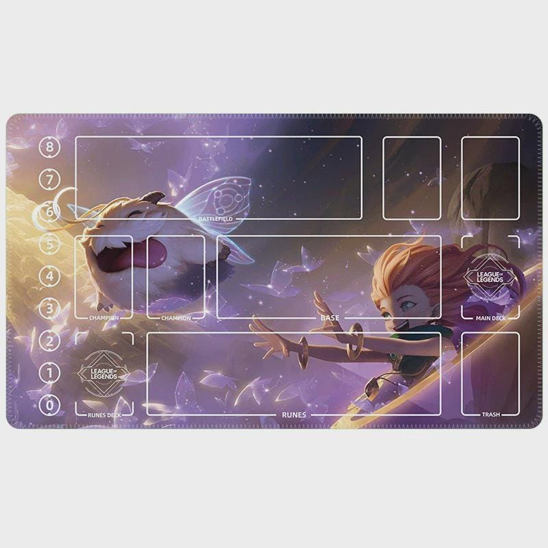 Zoe Poro League of Legends Riftbound Playmat | Trading Card Game Pad | LOL Desk Mat | 24" x 14" inches Stitched Edges