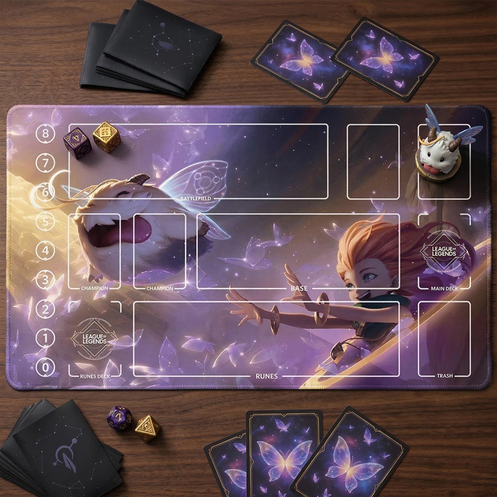 Zoe Poro League of Legends Riftbound Playmat | Trading Card Game Pad | LOL Desk Mat | 24" x 14" inches Stitched Edges