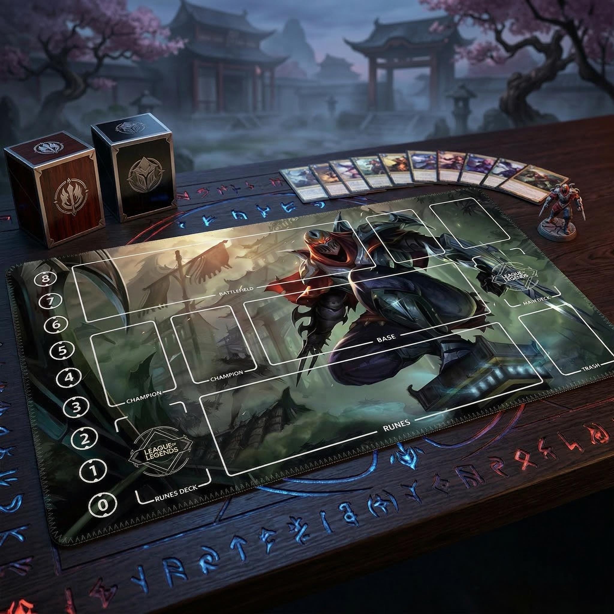 Zed League of Legends Riftbound Playmat | Trading Card Game Play Pad | LOL Desk Mat | 600x350x2mm Stitched Edges