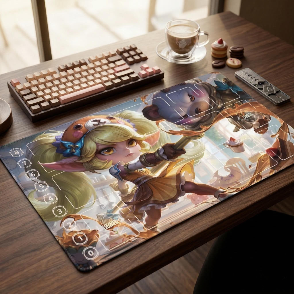 Poppy League of Legends Riftbound Playmat | Trading Card Game Play Pad | LOL Desk Mat | 600x350x2mm Stitched Edges