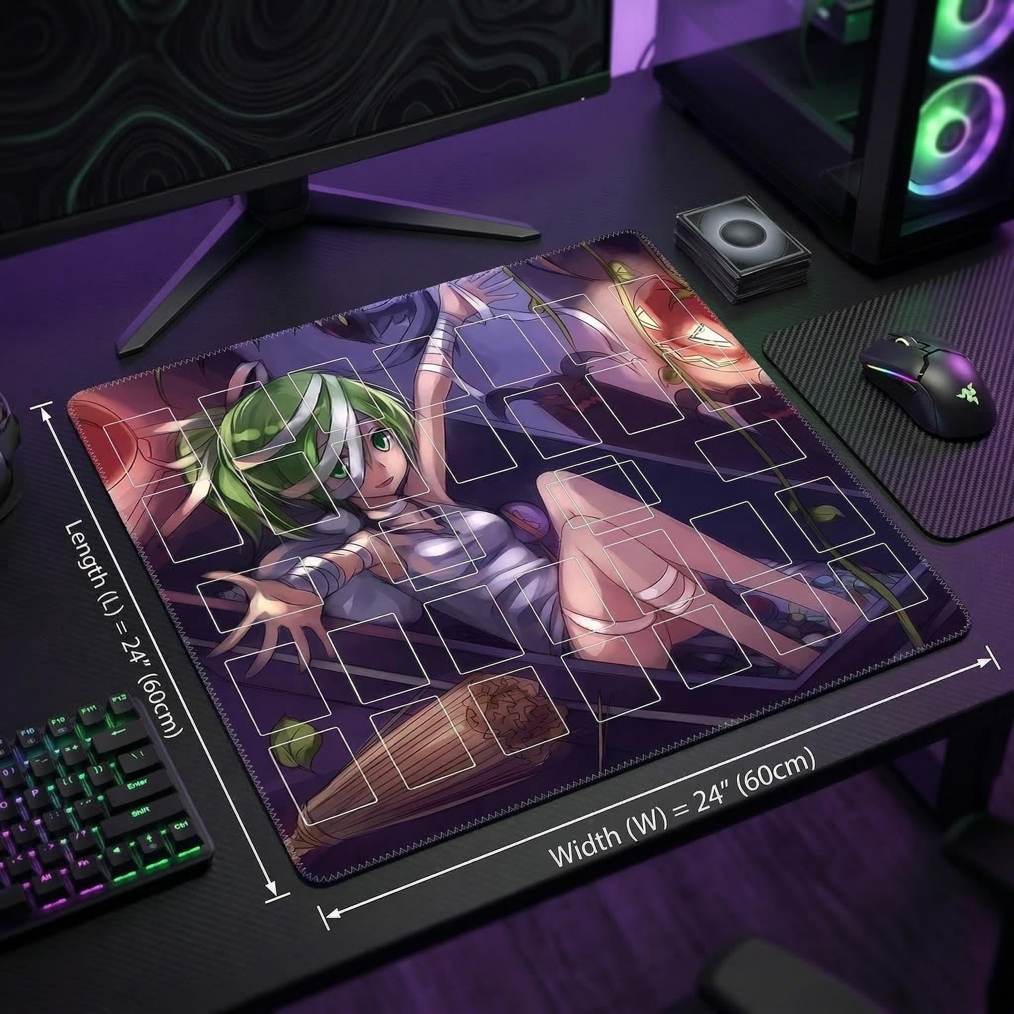 Cursed Bamboo Mitsu Two Player Yu-Gi-Oh! Playmat | 2 Player YGO Battle Mat | Double Duel Layout | 24 x 24"