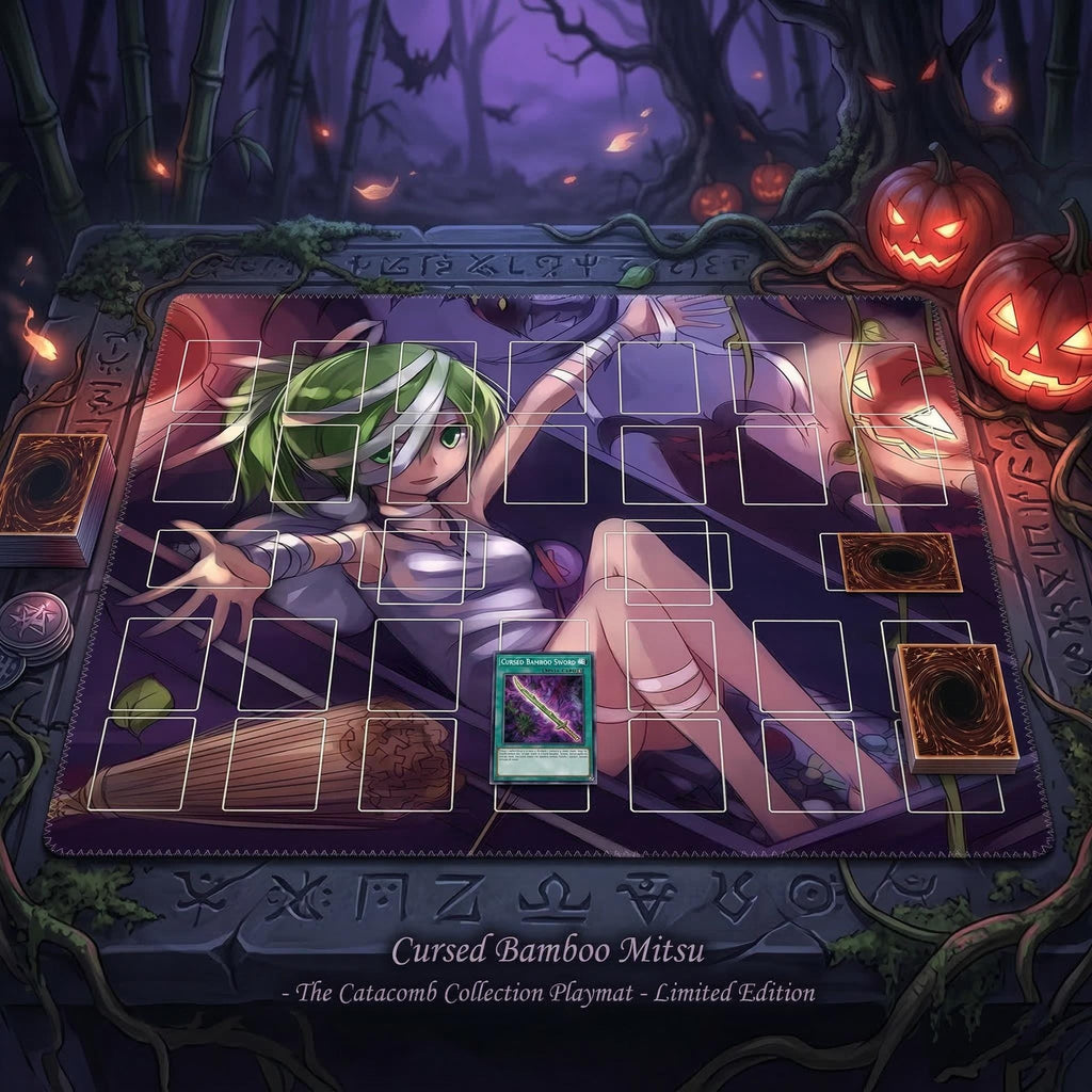 Cursed Bamboo Mitsu Two Player Yu-Gi-Oh! Playmat | 2 Player YGO Battle Mat | Double Duel Layout | 24 x 24"