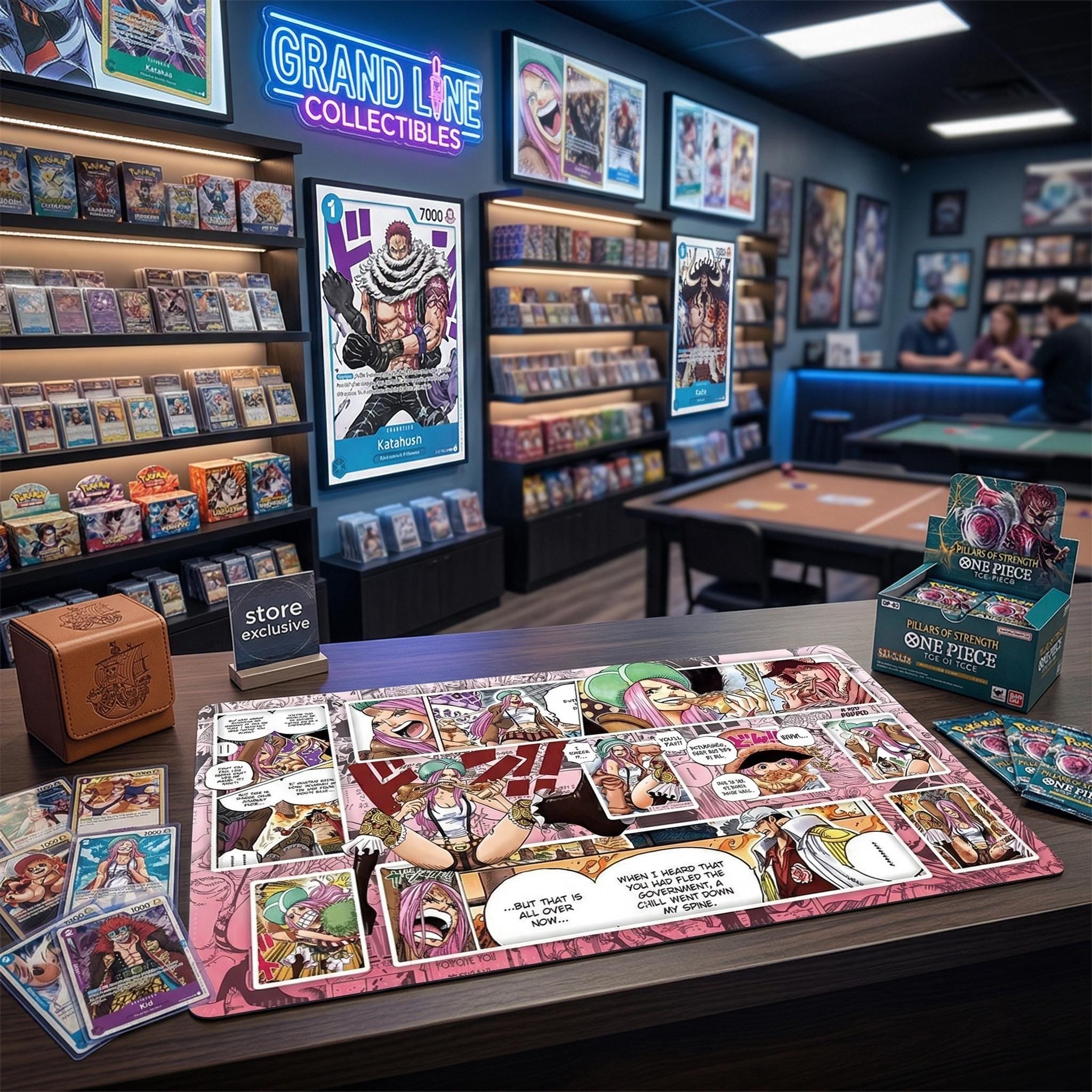 Jewelry Bonney One Piece Playmat - TCG Mat for One Piece Card Game - Pink Anime Desk Mat - Custom TCG Accessories - Large Gaming Mousepad