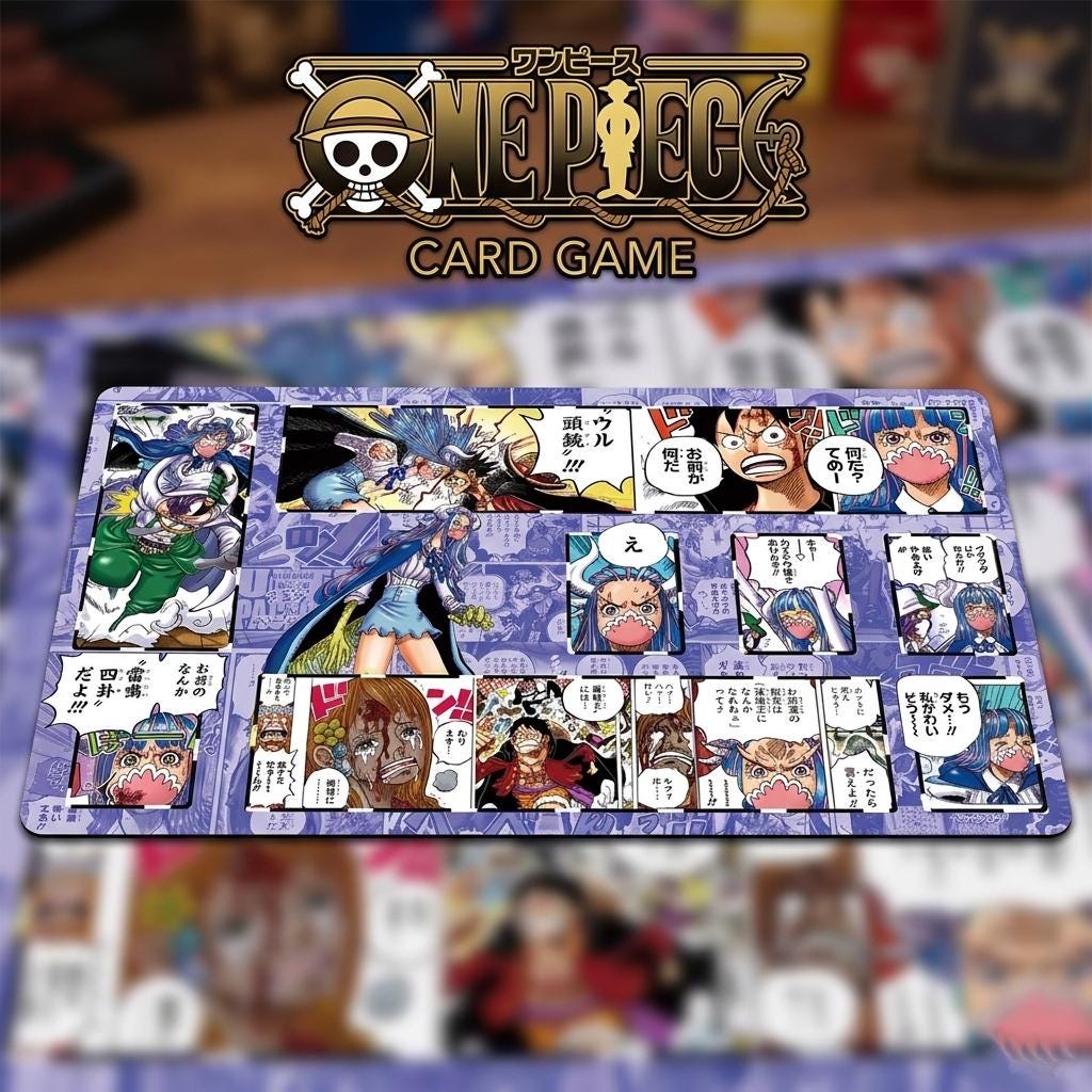 Ulti Manga Panel Playmat One Piece TCG Card Game Mat | Luffy vs Ulti Anime Desk Mat | Manga Collage TCG Accessories | Gaming Mat