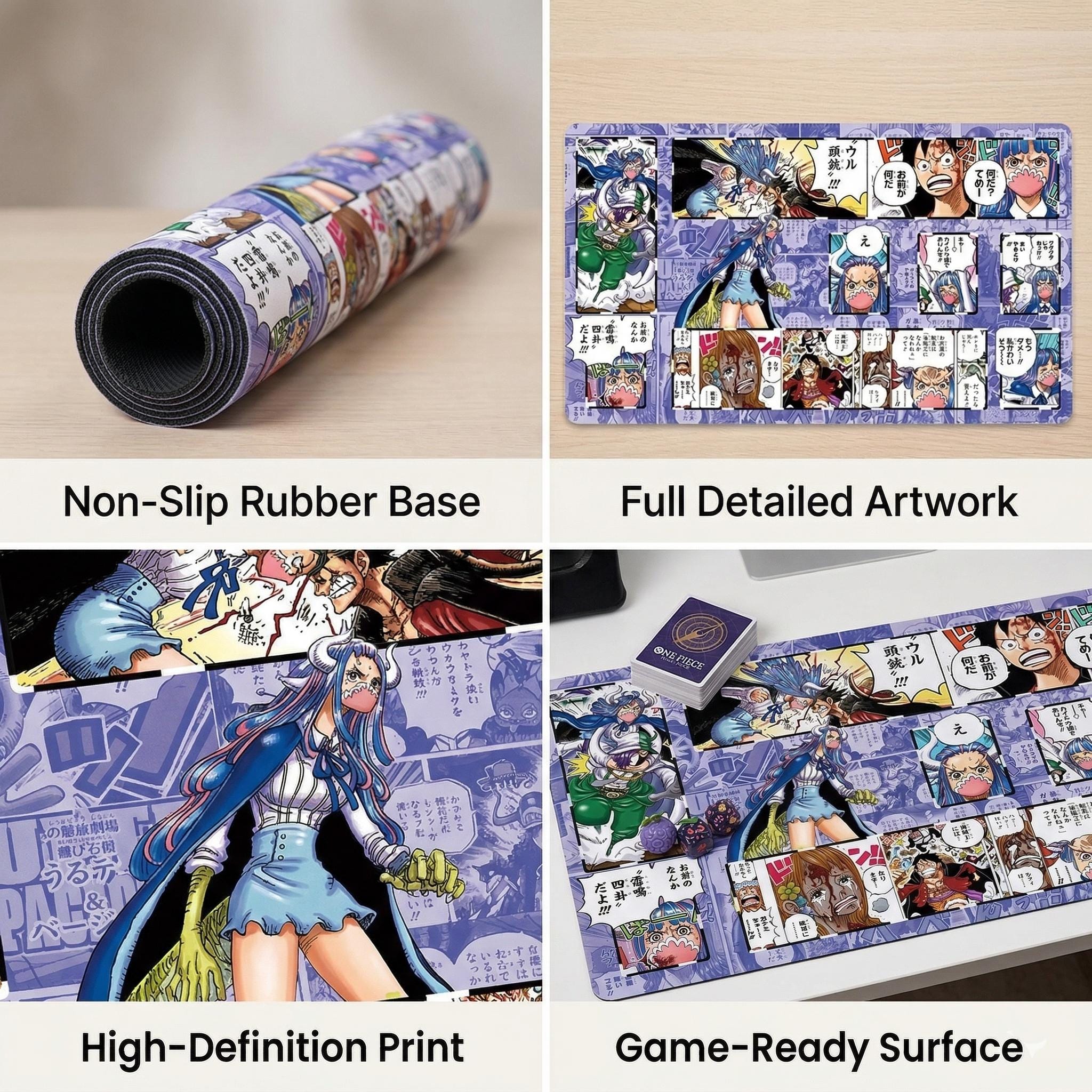 Ulti Manga Panel Playmat One Piece TCG Card Game Mat | Luffy vs Ulti Anime Desk Mat | Manga Collage TCG Accessories | Gaming Mat