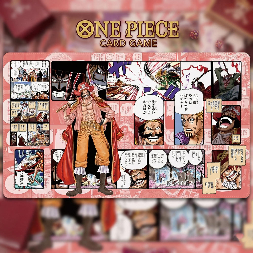 One Piece Playmat - Gol D. Roger Pirate King Manga Panels TCG Mat - One Piece Card Game Desk Mat - Custom Anime Mousepad - Gift for Gamers