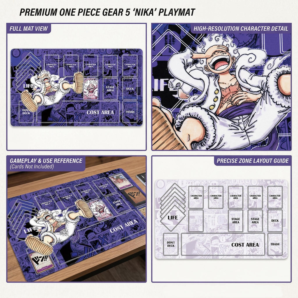 Luffy One Piece TCG Playmat | Zones (24x14 inches) | Custom Trading Card Game Mat with Zones | Anime Desk Mat & Mousepad, Gamer Gift