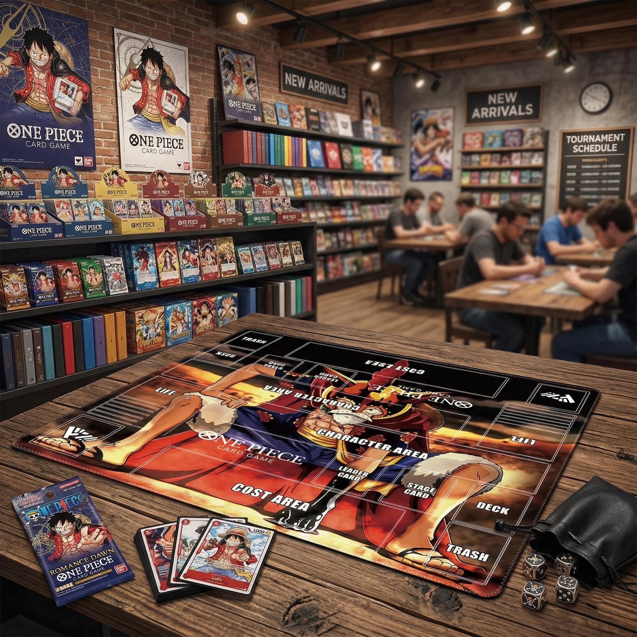 One Piece Card Game Playmat 2-Player -2 Player Dressrosa Luffy TCG Mat Custom Desk Mat - Double Duel Layout Mat 24" x 24" - Anime Desk Mat