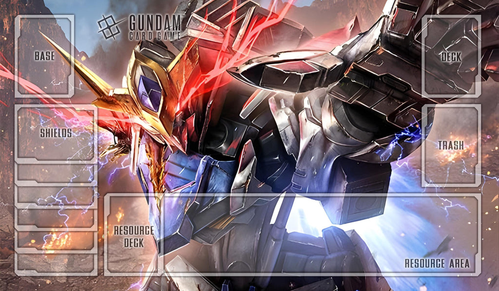 Gundam Card Game Playmat Barbatos Lupus Rex TCG Play Mat with Zones - 24" x 14" inches (600 x 350 mm) - Trading Card Game