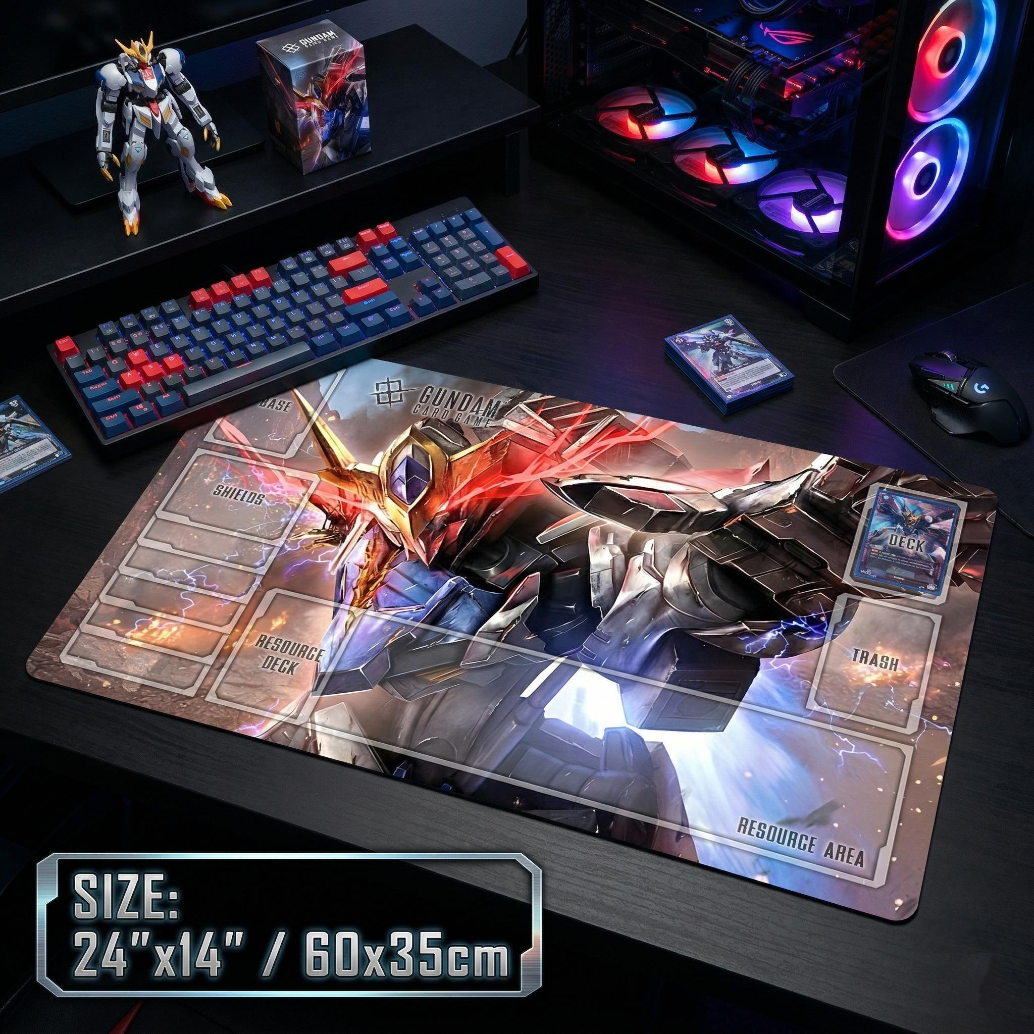 Gundam Card Game Playmat Barbatos Lupus Rex TCG Play Mat with Zones - 24" x 14" inches (600 x 350 mm) - Trading Card Game
