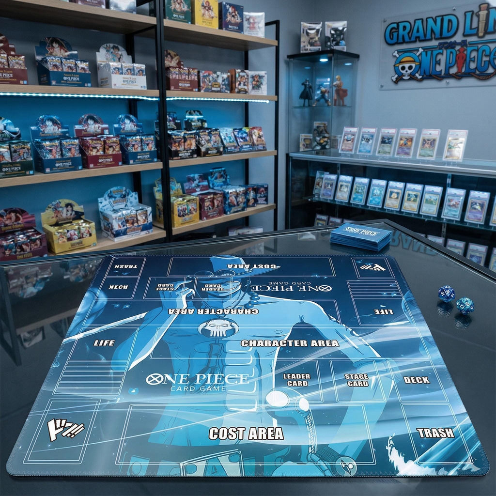 One Piece Card Game 2 Player Playmat - Portgas D. Ace - OPCG TCG Mat with Zones - Custom Anime Gaming Desk Mat - Ace One Piece TCG Accessory