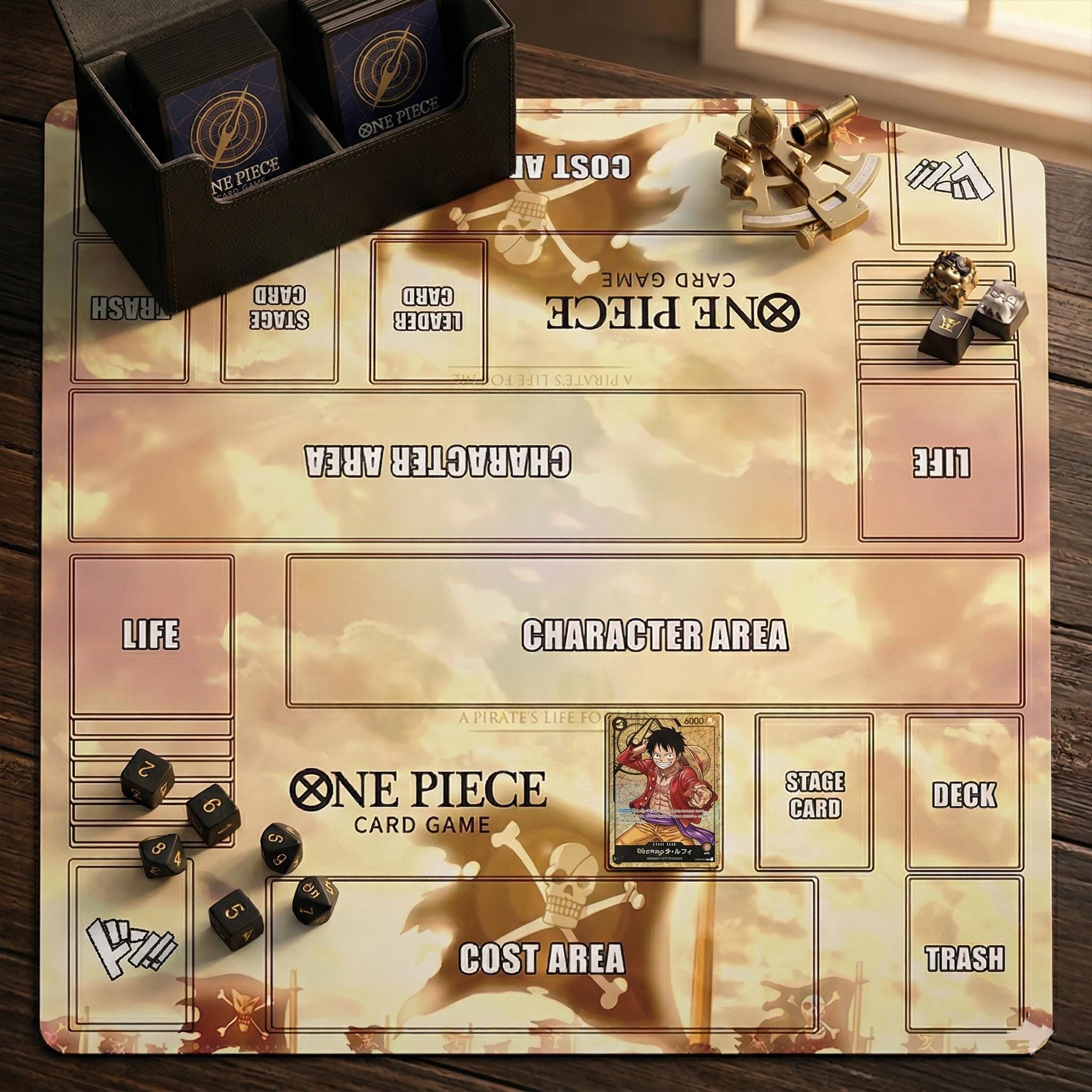 One Piece Card Game 2 Player Playmat - Golden Pirate Flag TCG Mat - Character - Premium Tabletop Gaming Desk Mat,Anime Card Game Accessories