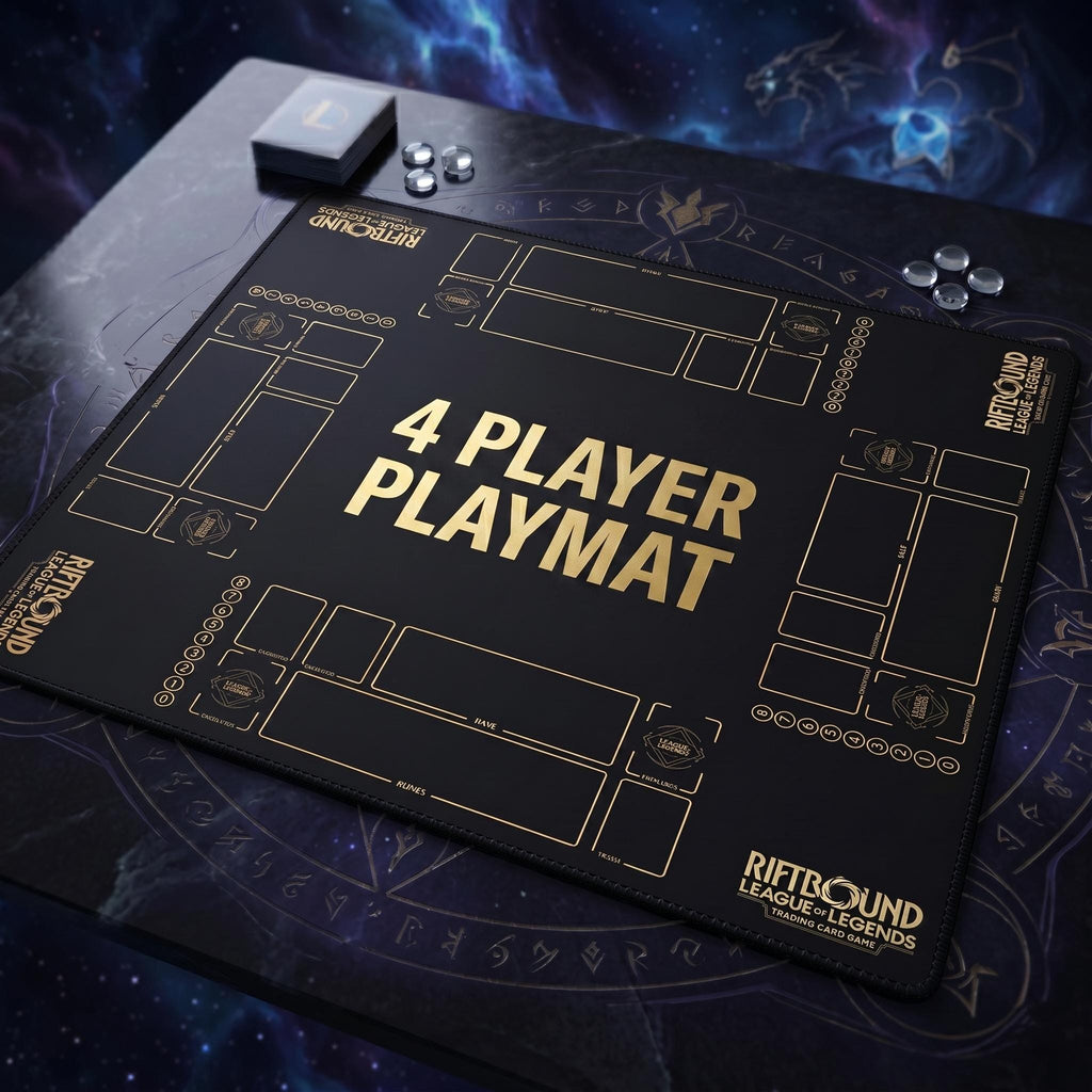 2v2 Four Player Riftbound LOL Playmat - 4-Player League of Legends Trading Card Game Table Mat - TCG Arena Desk Pad 100 x 100 cm