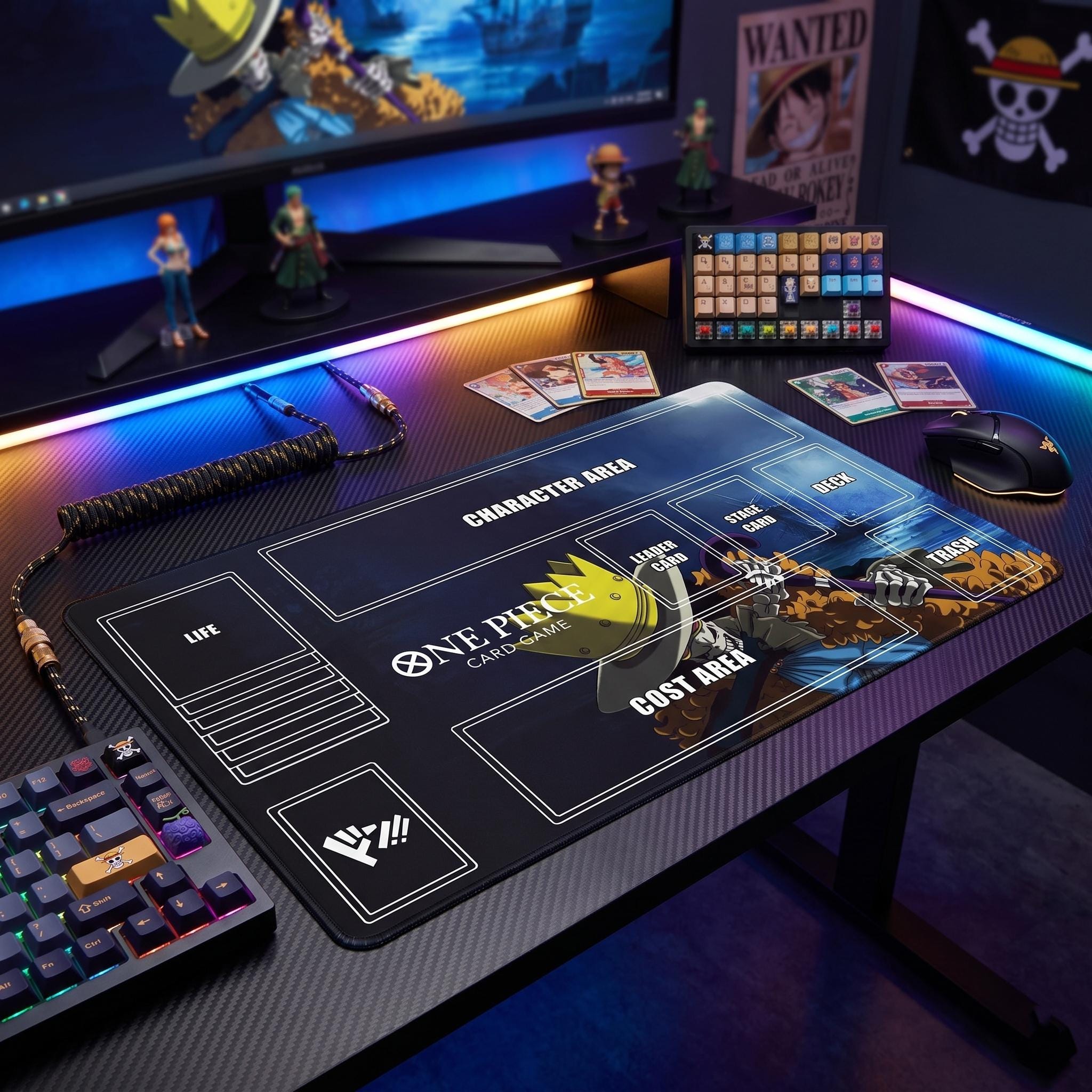 Brook Soul King One Piece Card Game Playmat | OPCG TCG Play Mat with Zones | TCG Accessories Gaming Mousepad Gift