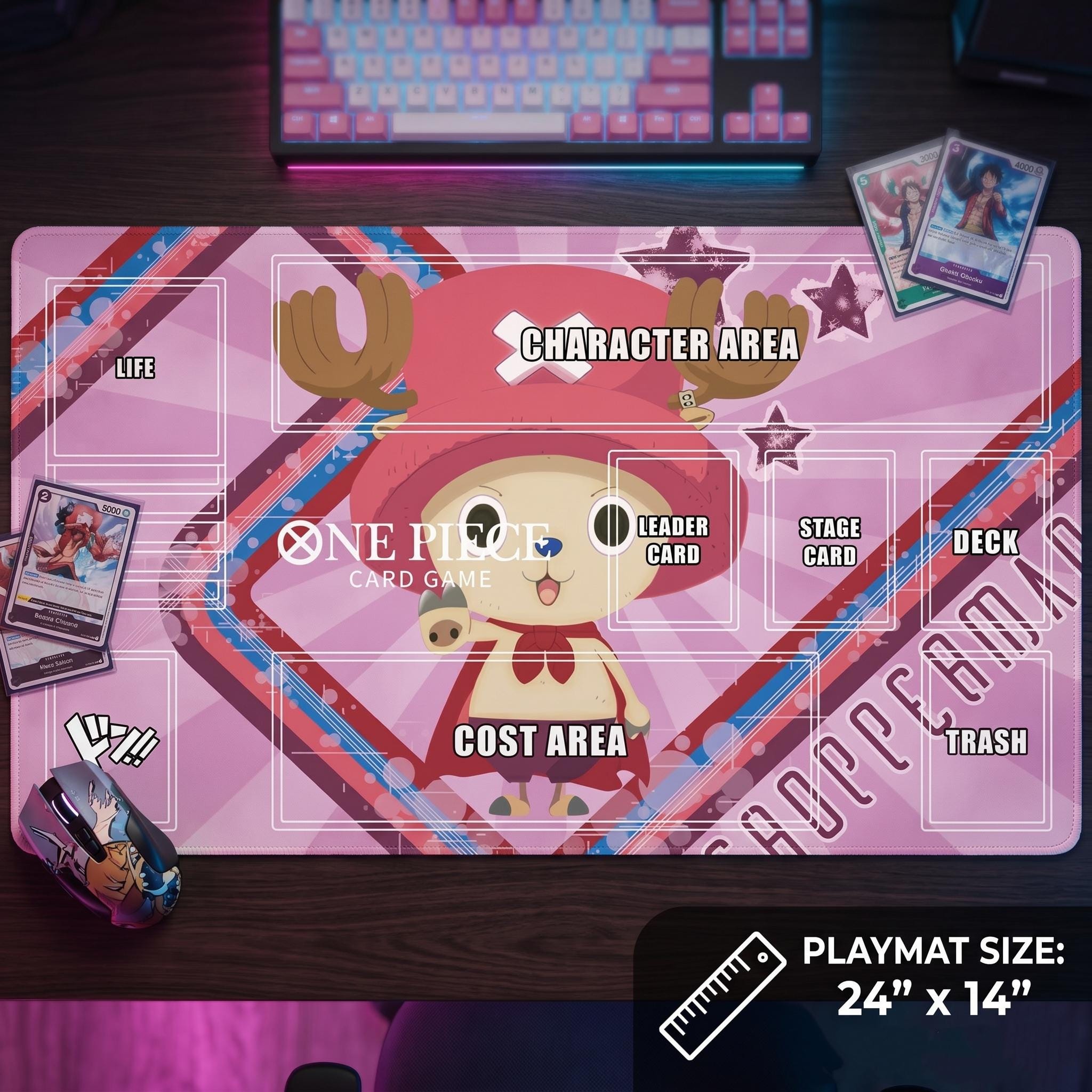 Chopperman One Piece Card Game Playmat - Tony Tony Chopper TCG Mat with Card Zones - Custom Anime Playmat for OPTCG - High-Definition Print