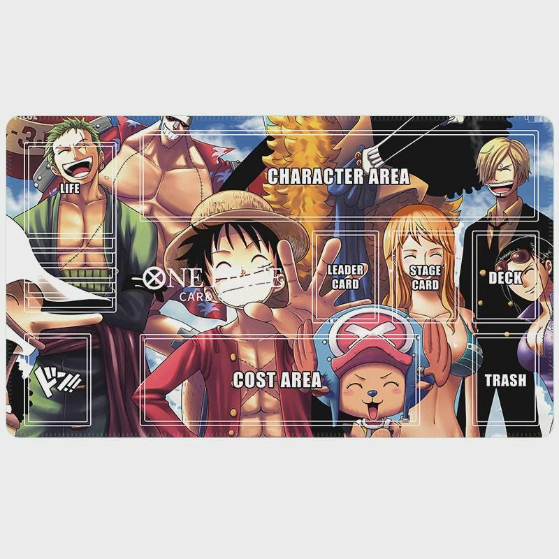 One Piece TCG Playmat - Straw Hat Pirates Crew Design - Trading Card Game Mat with Zones - Anime Desk Mat - Large TCG Gaming Mousepad