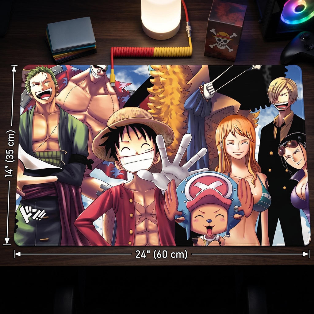 One Piece TCG Playmat - Straw Hat Pirates Crew Design - Trading Card Game Mat with Zones - Anime Desk Mat - Large TCG Gaming Mousepad