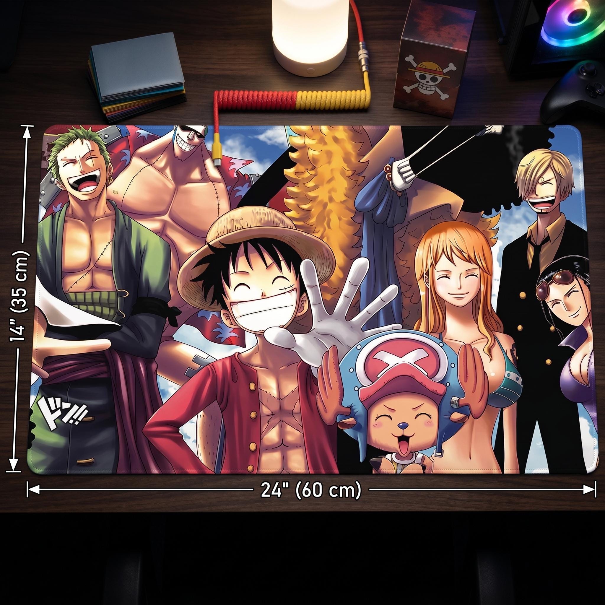 One Piece TCG Playmat - Straw Hat Pirates Crew Design - Trading Card Game Mat with Zones - Anime Desk Mat - Large TCG Gaming Mousepad