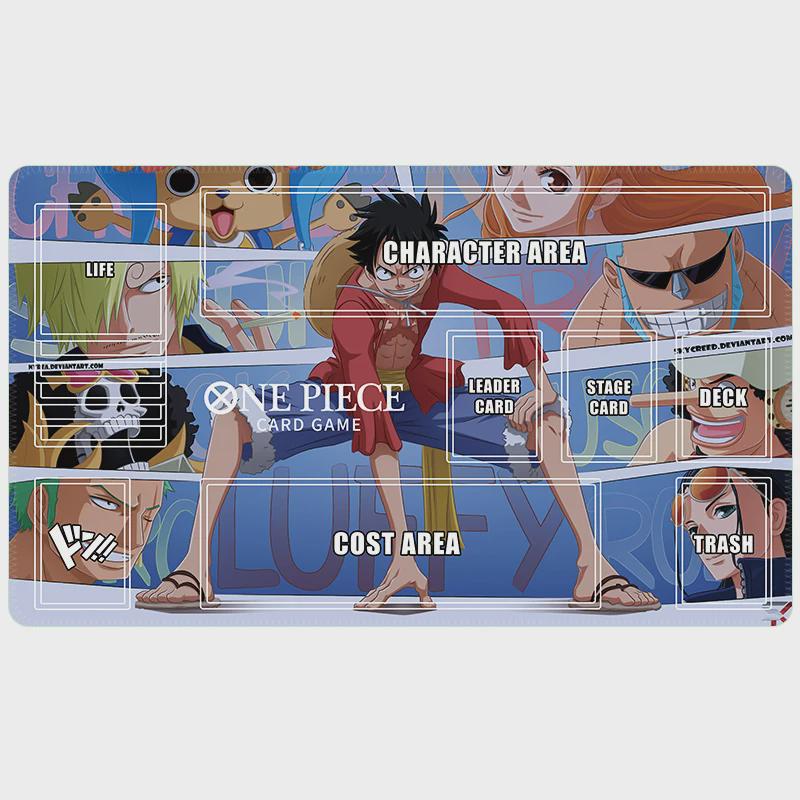 One Piece Card Game Playmat | Straw Hat Crew TCG Mat with Zones | Luffy & Nakama Custom Desk Mat | Anime Accessories | Non-Slip Rubber Base