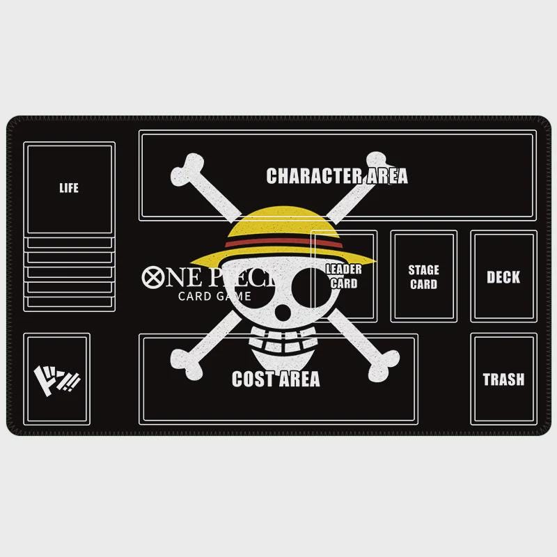 One Piece Card Game Playmat | Straw Hat Crew Jolly Roger TCG Mat with Zones | Luffy Anime Gaming Mat | Stitched Edge TCG Accessory