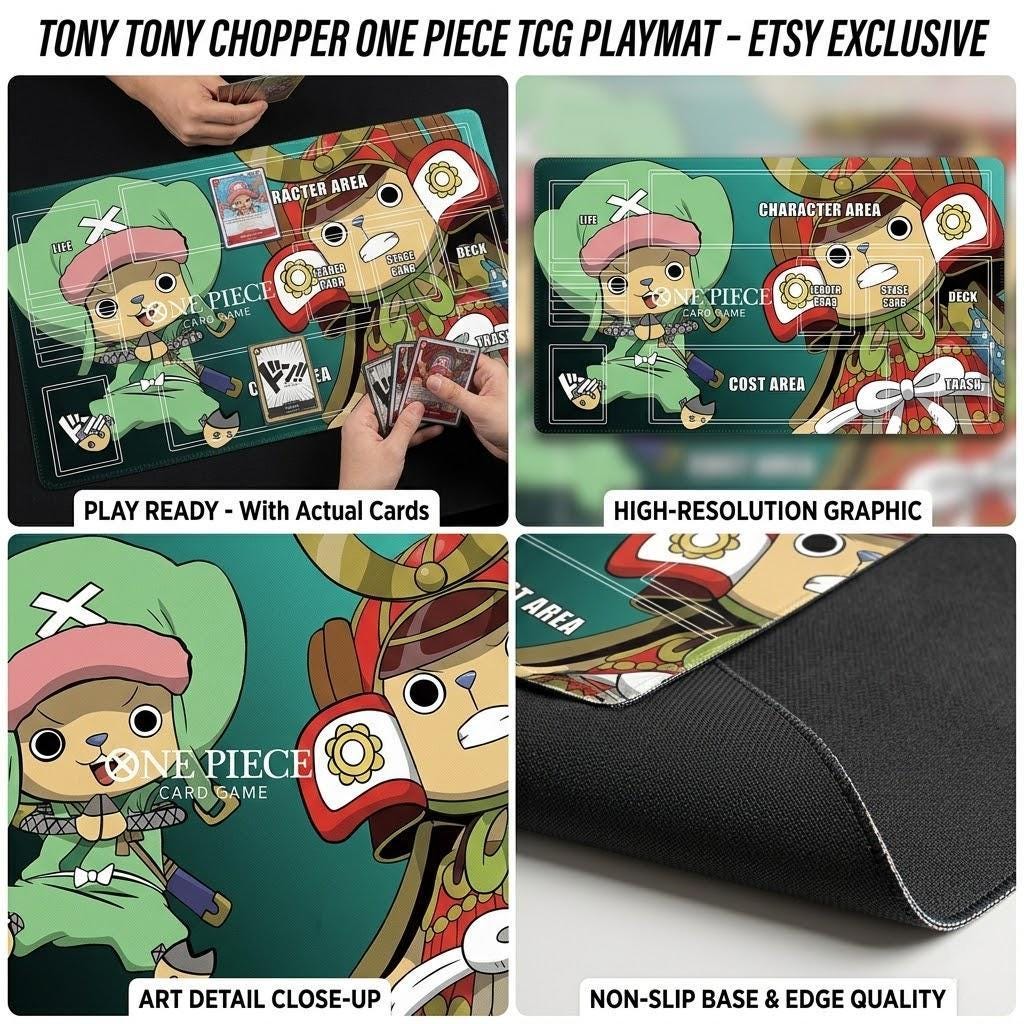 One Piece TCG Playmat Tony Tony Chopper Wano Arc - Custom Card Game Mat with Zones - TCG Desk Mat - One Piece Card Game Gift