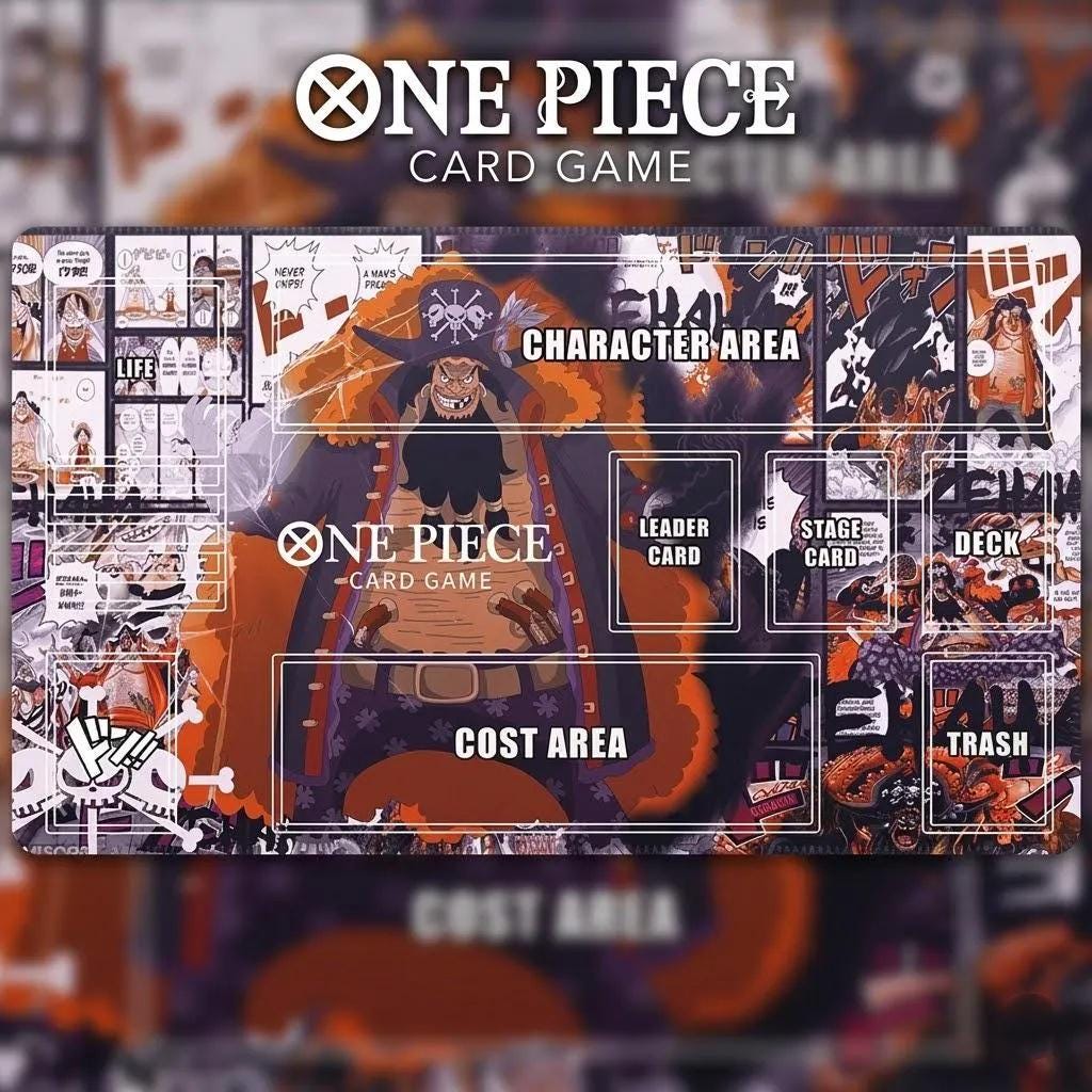 Blackbeard Marshall D. Teech One Piece TCG Playmat with Zones - Custom One Piece Card Game Mat - Emperor of the Sea TCG Accessory - 24x14"