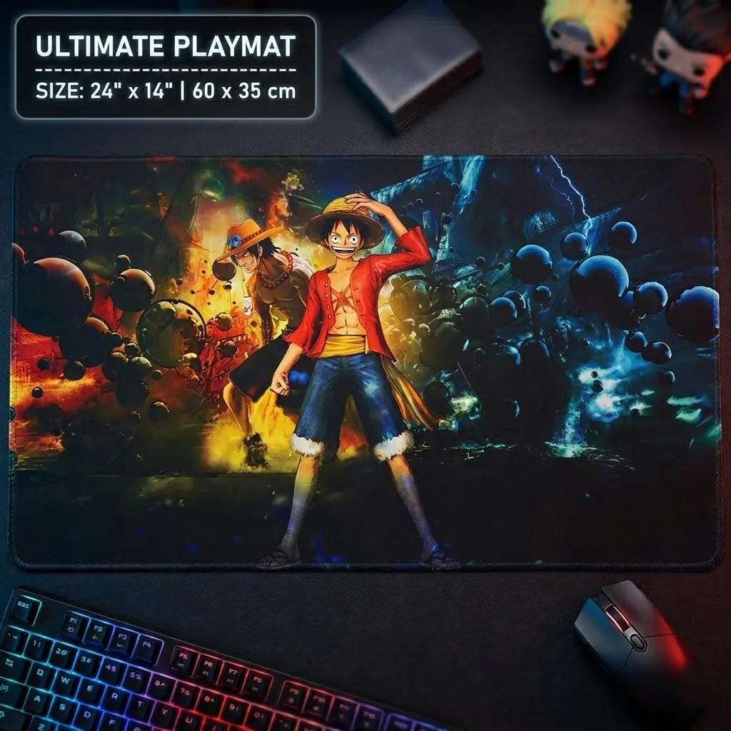 One Piece Card Game Playmat - Luffy & Ace Edition - TCG Gaming Mat with Battle Zones - Premium Card Game Desk Mat - Gift for Gamers