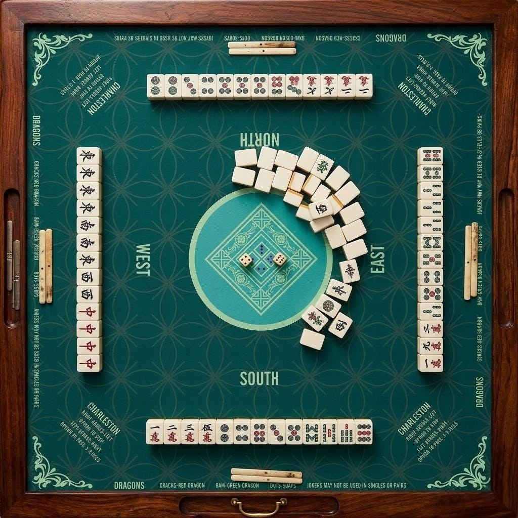 Mahjong Mat Square Playmat - Non-Slip Gaming Mat for Players, Clubs, and Gift for Mahjong Lovers