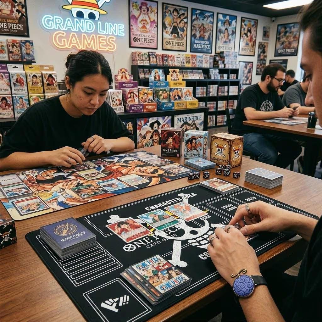 One Piece Card Game Playmat | Straw Hat Crew Jolly Roger TCG Mat with Zones | Luffy Anime Gaming Mat | Stitched Edge TCG Accessory