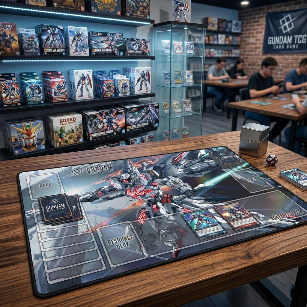 X-EX01 Gundam Calibar Card Game Playmat With Zones | Mecha Anime TCG Mat | Custom Robot Trading Card Desk Pad | GCG Battle Accessory