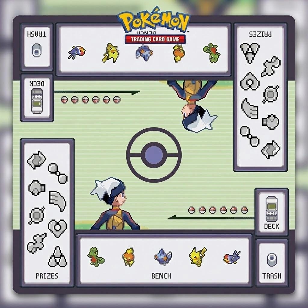 Duo Pokemon Playmat | 2 Player PTCG Battle Mat | Duel Playmat | Two-Player Layout | 24 x 24 inches