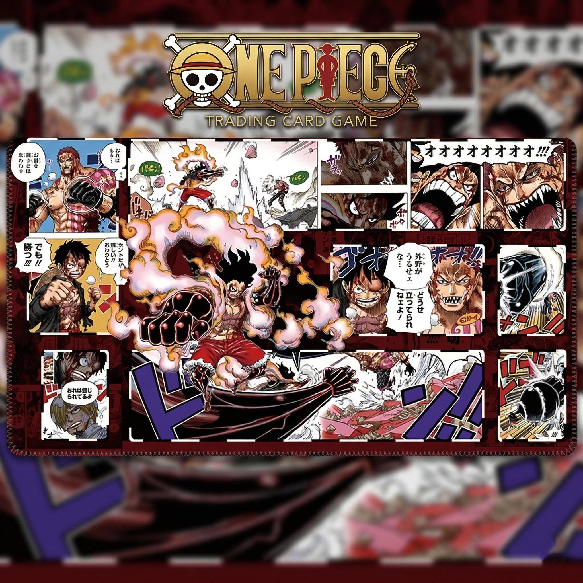 One Piece Luffy Snakeman vs Katakuri TCG Playmat |  Anime Desk Mat | Stitched Edge 24x14 Trading Card Game Mat | One Piece Card Game Gift