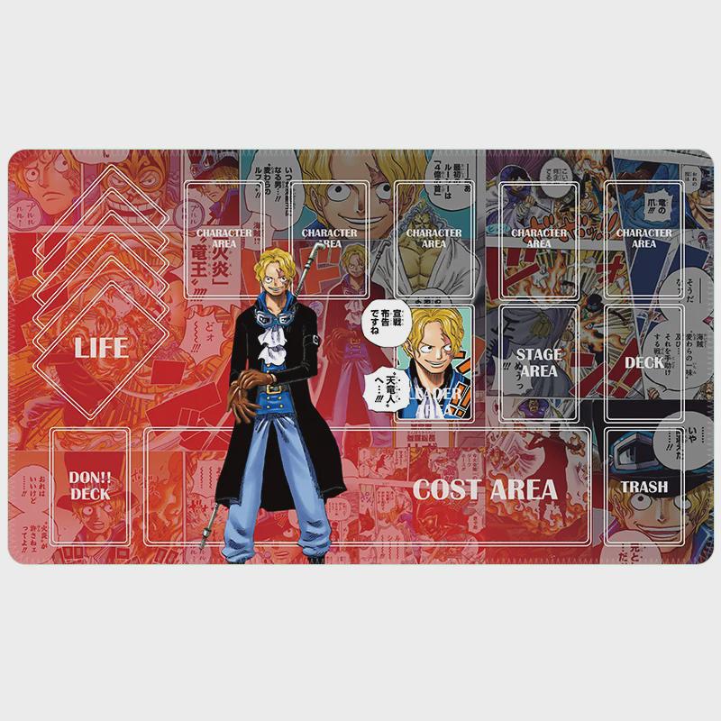Sabo One Piece TCG Playmat – Manga Panel Design – Custom Trading Card Game Mat – OP-04 Leader Inspired – TCG Desk Mat with Zones 24" x 14"