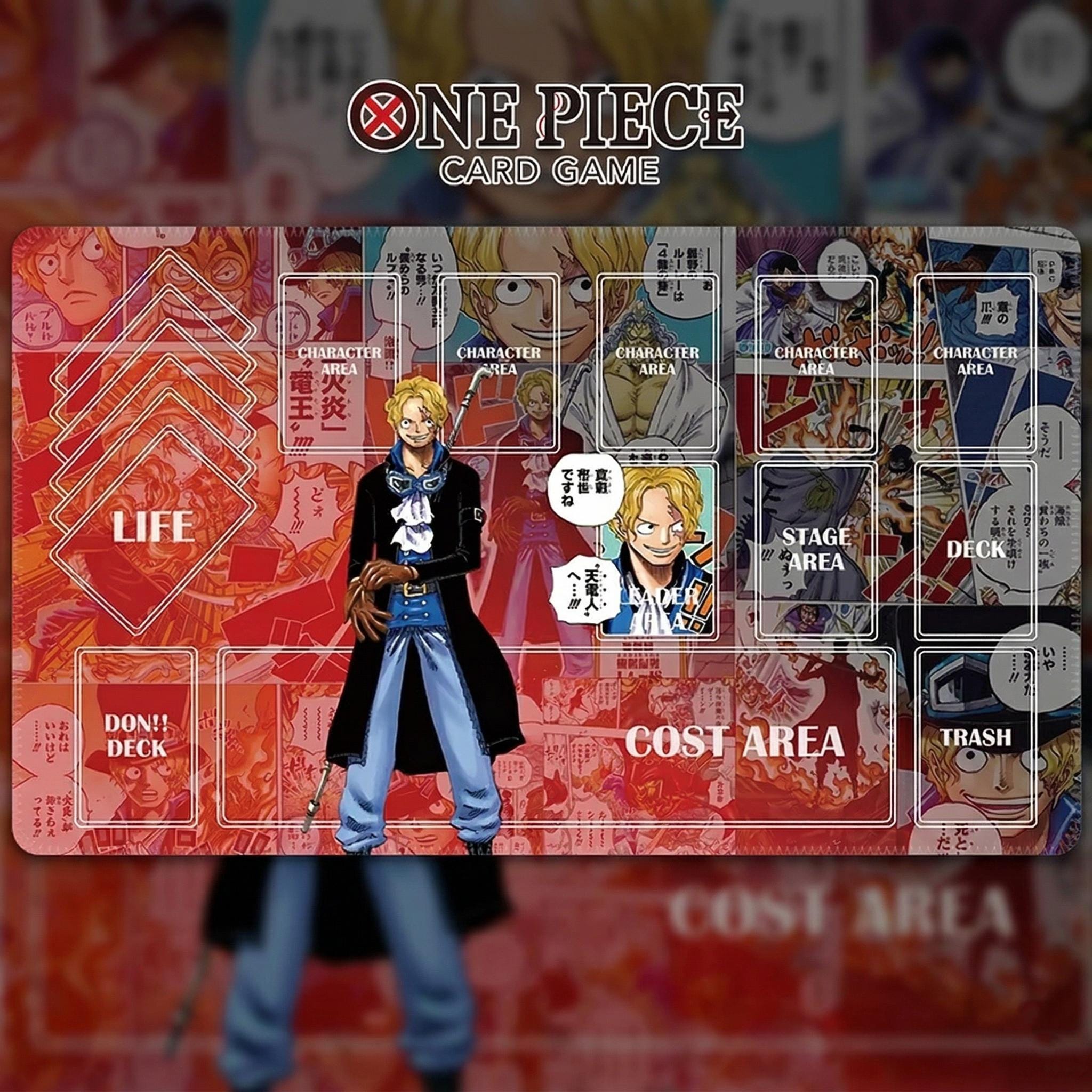 Sabo One Piece TCG Playmat – Manga Panel Design – Custom Trading Card Game Mat – OP-04 Leader Inspired – TCG Desk Mat with Zones 24" x 14"