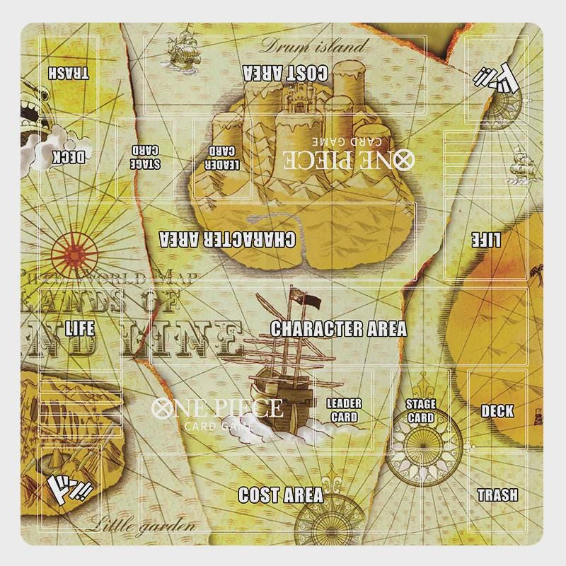 One Piece Card Game Playmat 2-Player - Grand Line World Map TCG Desk Mat - Double Duel Layout Mat 24 x 24" - Custom Anime TCG Play Mat