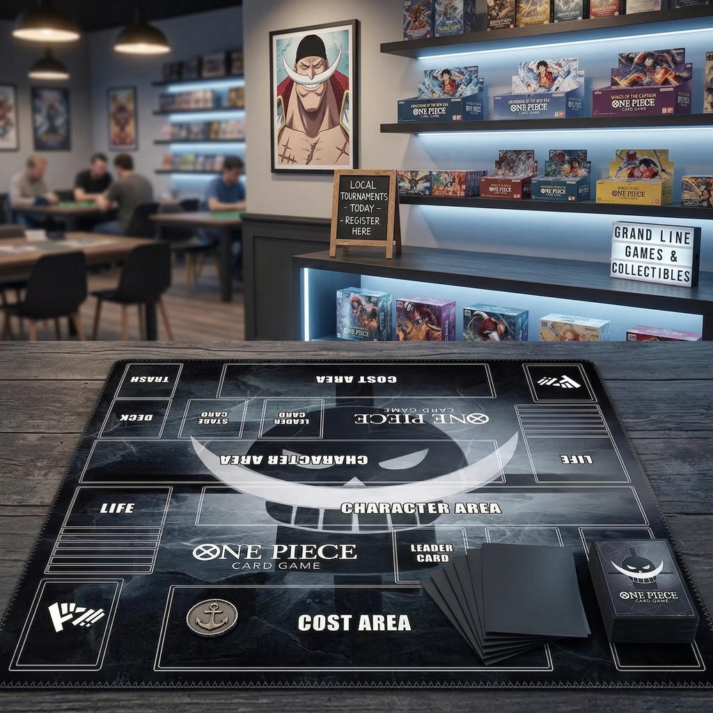 One Piece Card Game 2 Player Playmat - Edward Newgate OPCG TCG Mat with Zones - Custom Anime Gaming Desk Mat - One Piece TCG Accessory