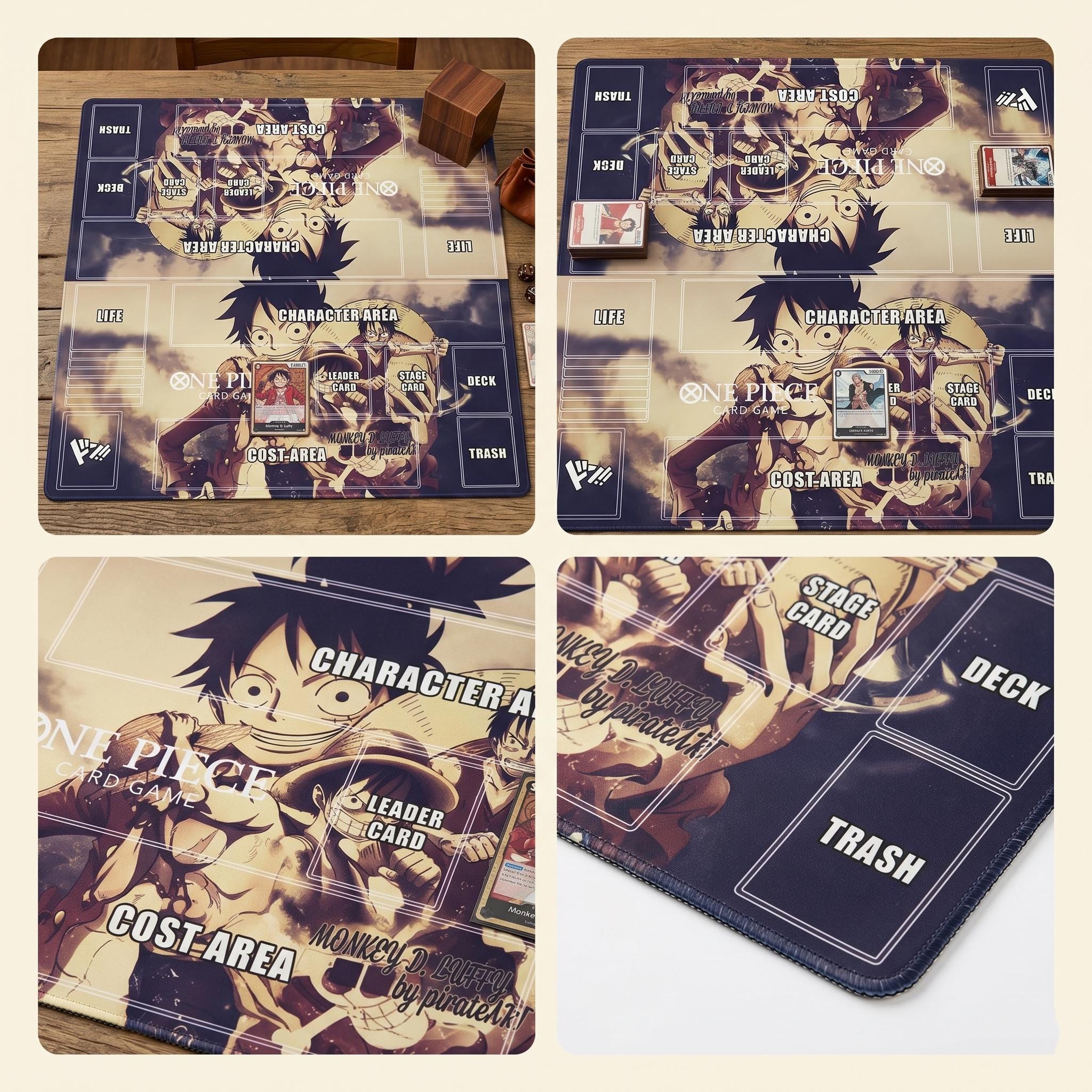 One Piece TCG 2 Player Playmat - Monkey D. Luffy Anime Desk Mat - TCG Play Mat with Card Zones -  Custom TCG Accessories