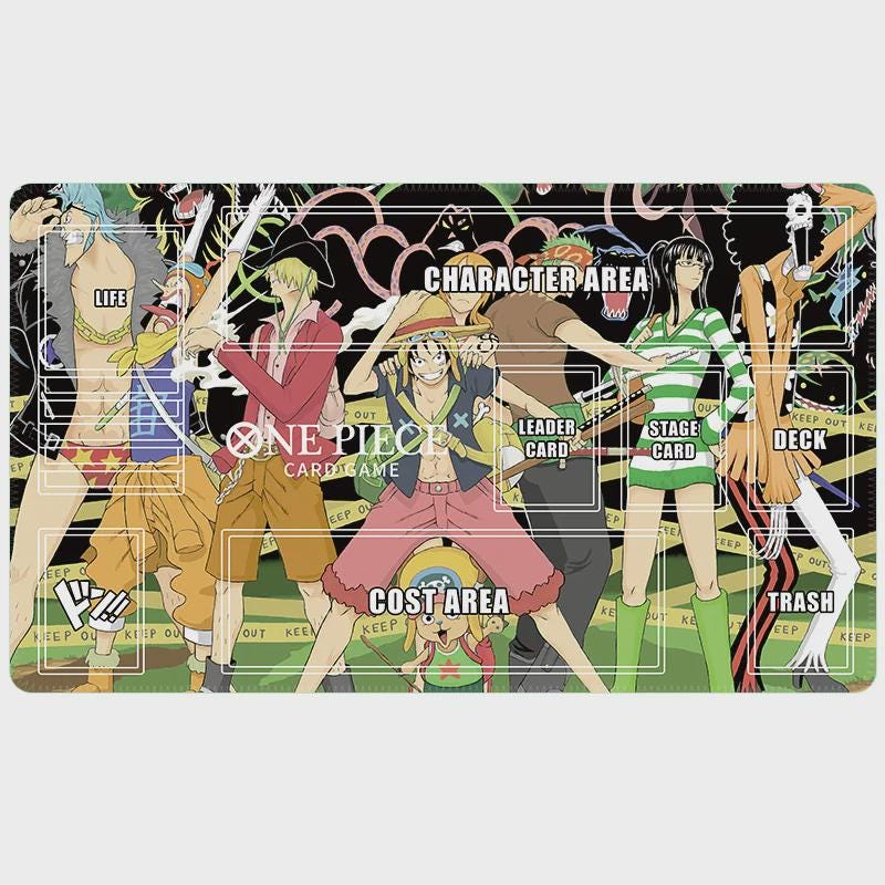 One Piece Card Game Playmat with Zones | Straw Hat Pirates TCG Desk Mat | Monkey D. Luffy, Zoro, Anime Gaming Mat | TCG Accessory