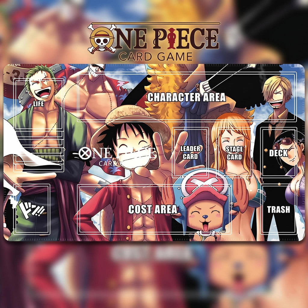 One Piece TCG Playmat - Straw Hat Pirates Crew Design - Trading Card Game Mat with Zones - Anime Desk Mat - Large TCG Gaming Mousepad