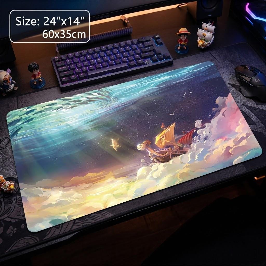One Piece Card Game Playmat with Zones, Thousand Sunny Design, Premium TCG Desk Mat, Custom TCG Playmat for OPCG, Anime Card Game Mat